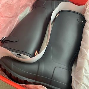 Hunter Tall black back adjustable rain boots